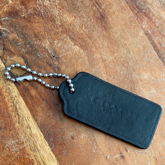 Coach Handbags - Coach Black Leather Keychain Tag purse charm signature logo